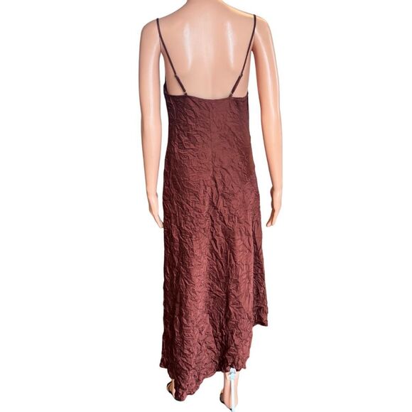 A.L.C. Pixie Midi Slip Dress Brown 6 Asymmetrical Cowl Neck Satin Wedding - Picture 6 of 7